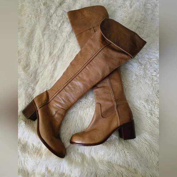 Sam Edelman Cognac Leather Over the Knee Boots size 8.5 - Picture 2 of 14